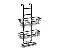 Organizador de ducha Estante colgante for ducha sobre la puerta, de 3 niveles, con 2 jaboneras y 22 ganchos, organizador for ducha sin perforaciones sobre la puerta for baño, color negro Toallero