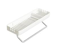 Organizador de ducha Estante de almacenamiento for baño, organizador de ducha montado en la pared con toallero, estantes de almacenamiento de plástico sin taladro for baño y cocina, beige Toallero