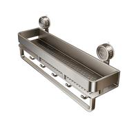 Organizador de ducha - Estante de almacenamiento fuerte para la cocina | Organizador de baño | Estante de pared de gran capacidad para cocina | Soporte de pared de succión con 5 ganchos para champú