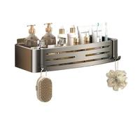Organizador de ducha Estante de ducha de aluminio, estantes de ducha adhesivos for montaje en pared con 2 ganchos, organizador de ducha sin taladro, accesorios de almacenamiento for baño, gris/negro T