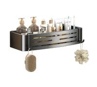 Organizador de ducha Estante de ducha de aluminio, estantes de ducha adhesivos for montaje en pared con 2 ganchos, organizador de ducha sin taladro, accesorios de almacenamiento for baño, gris/negro T