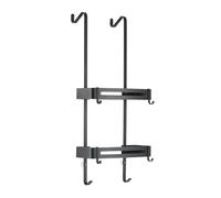 Organizador de ducha Estante for puerta de ducha, organizador colgante for ducha con estante de 2 niveles y ganchos, estante de ducha sin perforaciones for baño, negro/plateado Toallero(Negro)