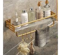 Organizador de ducha montado en la pared, estante flotante de baño con gancho para toallas y cosméticos, solución de almacenamiento elegante y duradera