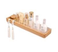 Organizador de ducha Organizador de ducha rectangular for montaje en pared con barandilla de madera y soporte for cepillos de dientes, organizador de ducha for decoración de baño en el interior de la