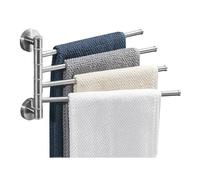 Organizador de ducha Toallero de baño con 4 barras for toallas, toallero giratorio, toallero de acero inoxidable que ahorra espacio, toallero montado en la pared sin perforaciones Toallero