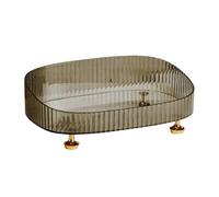 Organizador de encimera de baño - Bandeja de almacenamiento de piel ovalada transparente para Fundación de labios de perfume | Portacosméticos multisección para vanidad, organizador de maquillaje
