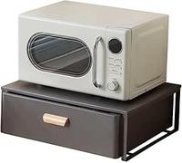 Organizador de encimera de cocina con cajón extraíble, soporte para electrodomésticos para microondas y estaciones de café, solución de almacenamiento de acero al carbono