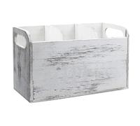 Organizador de encimera de cocina, soporte de utensilios de madera de gran capacidad, estuche de almacenamiento vintage con asas para batidores, cucharas y espumantes, 10.63 x 4.13 x 6.1 pulgadas