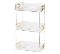 Organizador De Encimera Para Baño | Soporte De Vanidad De Doble Capa | Elegante Y Elegante Estantería Para Cosméticos, Lociones, Fondos, Pintalabios Y Esmalte De Uñas | Organisateu, Tres capas de
