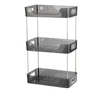 Organizador De Encimera Para Baño | Soporte De Vanidad De Doble Capa | Elegante Y Elegante Estantería Para Cosméticos, Lociones, Fondos, Pintalabios Y Esmalte De Uñas | Organisateu, Tres capas de gris