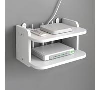 Organizador de enrutador con paneles de madera y plástico ecológicos, hecho a mano con mortaja y espiga para la gestión de cables en la oficina en casa