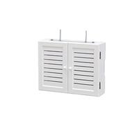 Organizador de enrutador de madera maciza creativo, decodificador de red montado en la pared, estante suspendido for sala de estar, dormitorio, oficina, caja de protección de tomacorriente,(White,L)