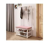 Organizador de entrada 4 en 1: perchero, banco de zapatos, perchero, banco de almacenamiento con ganchos para un hogar limpio