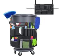 Organizador De Equipos De Limpieza - Bolsa De Soporte De Múltiples Bolsillos | De Servicios Públicos Para La Bandeja De Basura De Conserje De 32-55 Galones, Almacenamiento De Herramientas De Limpieza