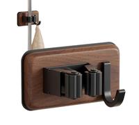 Organizador de escobas para montaje en pared, resistente con gancho | Soporte de pared para fregona de madera para lavandería, garaje, granja, cocina, hogar, apartamento, organización de