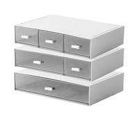 Organizador de escritorio apilable con 6 cajones, caja de almacenamiento de plástico de 3 niveles, cajones de escritorio, almacenamiento de maquillaje, organizador de escritorio y accesorios (blanco)