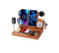 Organizador de escritorio con 4 estaciones de carga inalámbricas para dispositivos Samsung, cargador inalámbrico dual de 27 W, carga rápida para 2 teléfonos, Galaxy Watch 7/6/5/4/3/2, caja TWS