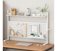 Organizador de escritorio con abrazadera de metal con panel de privacidad para escritorios de juegos y comedores, 39 pulgadas/100 cm, diseño blanco moderno, solución SpaceSing