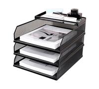 Organizador De Escritorio Con Bandeja Para Cartas: Bandeja De Papel De Varios Niveles De Malla Metálica, Soporte Para Documentos Apilable, Almacenamiento De Archivos Vertical | Organizador De Escritor