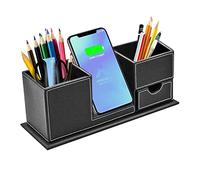 Organizador de escritorio con cargador inalámbrico rápido y soporte para bolígrafo, estación de carga certificada Qi para iPhone 16/15/15 Pro/14/14 Pro Max/14 Pro/14 Plus/13/13 Pro Max/13 Pro/y iPhone