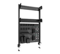 Organizador de escritorio con clip, organizador de escritorio, estantería | 2 niveles, con tablón de pinboard, 60 x 95 cm, capacidad de carga de 16,53 libras, para monitor/libros, color negro
