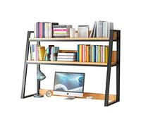 Organizador de escritorio con marco de acero negro de 2 niveles para oficina en casa, moderno escritorio de computadora y estante de exhibición, diseño que ahorra espacio (75 x 32 x 90 cm), elegante