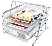 Organizador de escritorio de documentos, 3 niveles, apilable, carga frontal, retrato, de malla, organizador de escritorios, documentos, archivos, colección de relleno de malla para el hogar y la