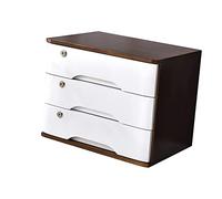 Organizador de escritorio de madera con cajón con cerradura, gabinete de almacenamiento para oficina o hogar, diseño de archivo plano de 2 cajones, ideal para documentos y suministros