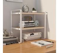 Organizador de escritorio de madera de 3 niveles, estante de almacenamiento que ahorra espacio para oficina, hogar y cocina, organizador de archivos para espacios pequeños, dormitorios, 7.9 x 15.7 x