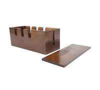 Organizador de escritorio de madera para dispositivos de cables y decodificadores, almacenamiento de diseño abierto para espacios modernos (marrón oscuro)