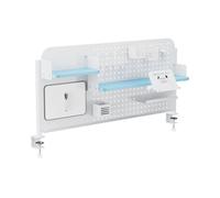 [en.casa] Tablero Perforado Sauda Organizador de Escritorio Panel Perforado con Estantes Cajas Soporte de Tablet para Accesorios de Oficina Despacho Estudio 114 x 68 cm - Blanco/Azul