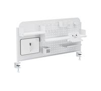 [en.casa] Tablero Perforado Sauda Organizador de Escritorio Panel Perforado con Estantes Cajas Soporte de Tablet para Accesorios de Oficina Despacho Estudio 114 x 68 cm - Blanco