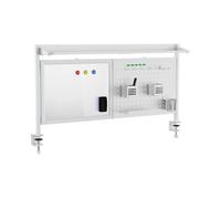 [en.casa] Tablero Perforado Virvik Organizador de Escritorio Panel Perforado con Estante Pizzarra Cajas para Accesorios de Oficina Despacho Estudio 117 x 73 cm - Blanco