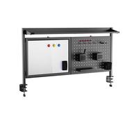 [en.casa] Tablero Perforado Virvik Organizador de Escritorio Panel Perforado con Estante Pizzarra Cajas para Accesorios de Oficina Despacho Estudio 117 x 73 cm - Negro