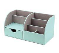 Organizador de escritorio Depory de bambú, con 4 compartimentos y cajón, vetas naturales HBT aprox. 11 x 27,5 x 15 cm, color natural.