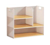 Organizador de Escritorio Estantería abierta de malla de hierro for escritorio, con estante de almacenamiento de particiones de madera, for oficina, hogar, estudio, estante de exhibición Almacenamient