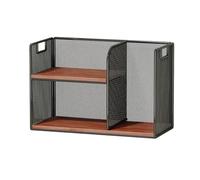 Organizador de Escritorio Estantería de escritorio de malla de hierro, con estante de almacenamiento de documentación de tablero de densidad, estante de exhibición abierto, for cocina o estudio en el