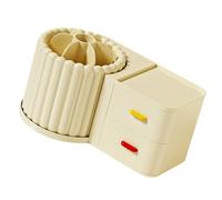 Organizador de escritorio giratorio con 2 cajones, 7 ranuras, multifuncional, soporte para lápices, maquillaje de escritorio para oficina, hogar