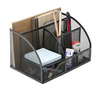 Organizador de escritorio gris curvo metálico Q-Connect con 5 depart. 220X140X130mm