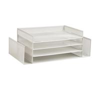 Organizador de escritorio Mind Reader con bandeja para papel, almacenamiento de archivos, malla met lica, 42 x 23 x 15 cm, color blanco