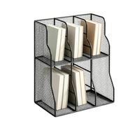Organizador de escritorio para libros | Doble nivel metal ahorro de espacio | Cartera vertical de escritorio | Para cuaderno de papel documento correo carpeta en casa escuela aula duerme
