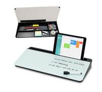 Organizador de Escritorio Relaxdays con Tablero Blanco, 5 Compartimentos, plástico, HBT: 5,5 x 40 x 18 cm, Negro