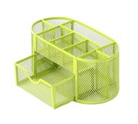 Organizador de escritorio y portalápices de malla metálica con cajón deslizante y 8 compartimentos multifuncional organizador de escritorio de oficina para guardar bolígrafos