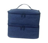 Organizador de esmalte de uñas acolchado, bolsa de almacenamiento de doble capa para botellas, juego de lámparas, estuche de transporte portátil profesional, organizadores de esmalte de uñas, azul