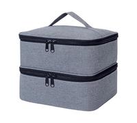 Organizador de esmalte de uñas acolchado, bolsa de almacenamiento de doble capa para botellas, juego de lámparas, estuche de transporte portátil profesional, organizadores de esmalte de uñas, gris