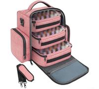 Organizador de esmalte de uñas apto para viajes con 4 bolsas interiores extraíbles diseñadas para almacenamiento de laca de uñas y uso sobre la marcha (rosa)