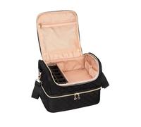 Organizador de esmalte de uñas de doble capa, bolsa de almacenamiento portátil para barniz, diseño tecnológico para una fácil gestión de suministros de arte de uñas, Black, 1 count (Pack of 1)