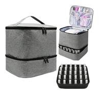 Organizador de Esmalte de uñas de Gran Capacidad, Almacenamiento de Esmalte de uñas de Doble Capa con asa y Cremallera, Bolsa de Maquillaje Impermeable para Suministros de Viaje para Mujeres