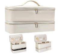 Organizador de esmalte de uñas Dual Capa 30 Botellas Botas de gran capacidad Bolsa de nylon Nylon Bold de cola de múltiples bolsillos Manejo de levantamiento de la cremallera, caja de tocador