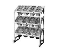 Organizador de especias de 3 niveles con tapa transparente y 15 compartimentos expandibles, plateado/a, 18.5 x 7.5 x 24.8 pulgadas